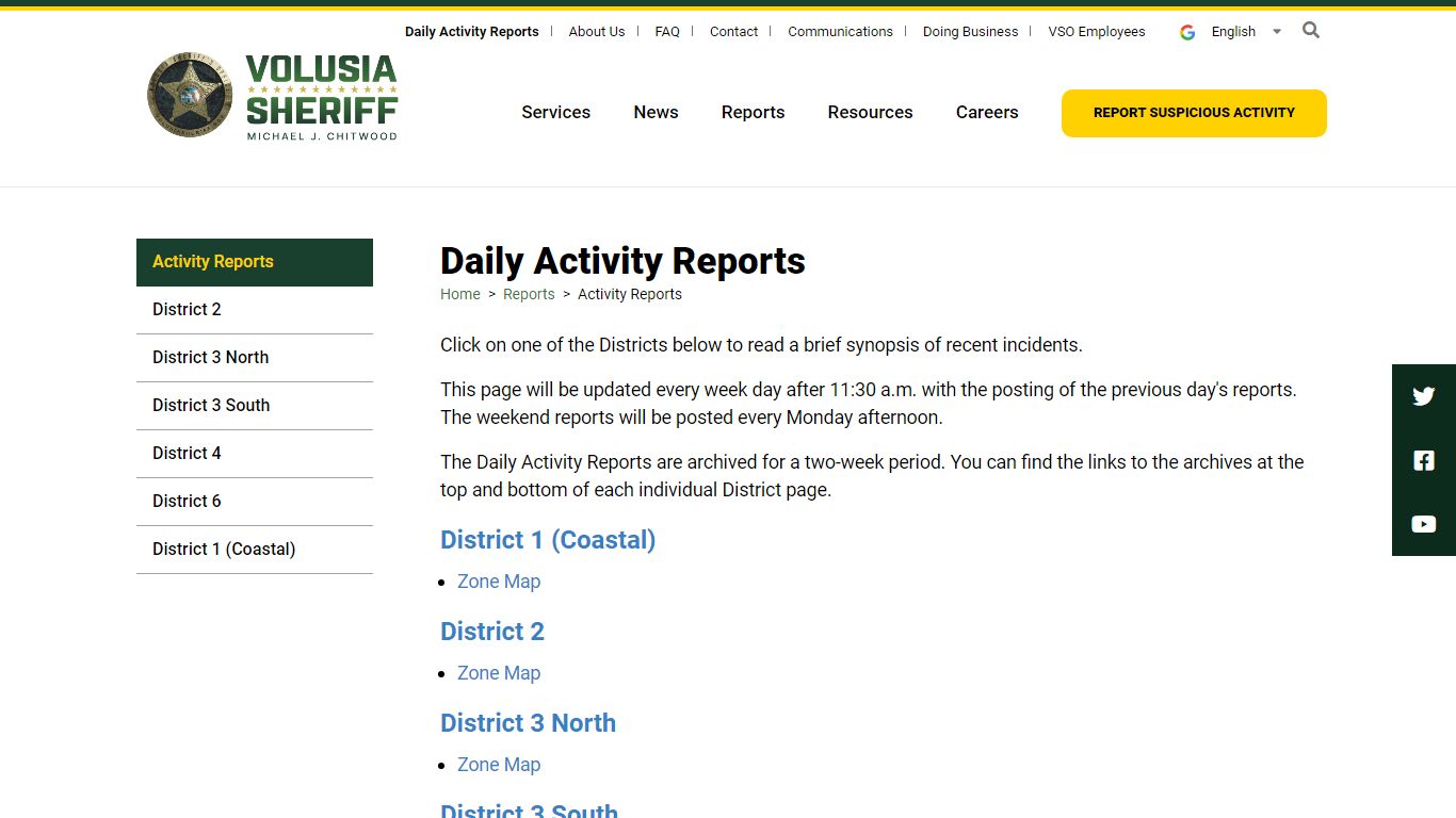 Daily Activity Reports | VSO - Volusia Sheriff